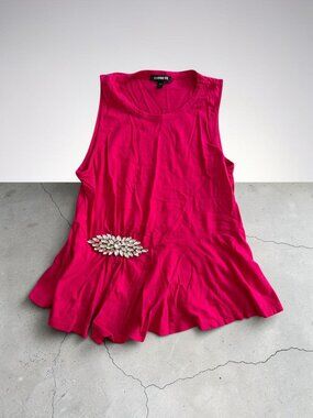 EXPRESS Red Jeweled Peplum Tank Top Size XS